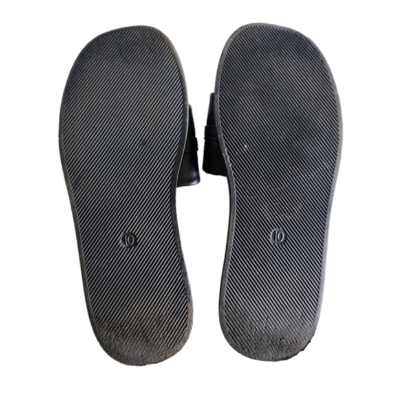 Black Chunky Chain Flat Sandal Slip On Slides Size 10 - Picture 11 of 12